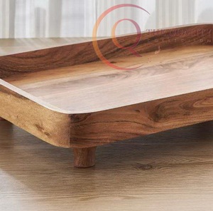 Plateau de service en bois avec poignées faciles à saisir, adapté à la maison et aux hôtels - Product Image 3