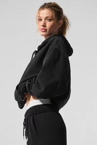 Sweat-shirt à capuche oversize décontracté tendance pour femmes Velours Manches bouffantes devant Manches longues Sweat-shirt doux Coupe ample Streetwear Mode - Product Image 6