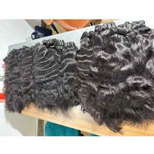 Trama de extensión de cabello trenzado Indian Temple Curl 3 paquetes de cabello humano crudo para mujeres negras estilo de onda natural - Product Image 6