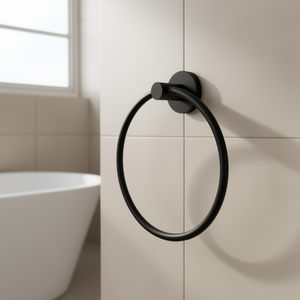 FELCE PLUS Porte-serviettes mural noir mat FP70 14, anneau 19,3x15,2x5,5cm, accessoires de salle de bain et toilettes - Product Image 3