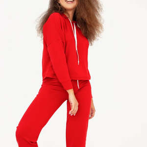 Survêtements décontractés d'hiver pour femmes, best-seller, style streetwear, amples, épaules tombantes, logo personnalisé, uni, 100% respirant, à capuche - Product Image 4