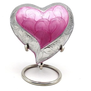 Urnes de crémation souvenir coeur en émail rose Urnes de chaleur en métal de qualité supérieure en gros avec support de couleur noire - Product Image 6