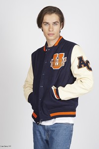 เสื้อแจ็คเก็ตสำหรับผู้ชาย เสื้อแจ็คเก็ตวาร์ซิตี้ เสื้อแจ็คเก็ตทีมบูลส์ เสื้อแจ็คเก็ตชิคาโก เสื้อแจ็คเก็ตวาร์ซิตี้แขนยาวสีตัดกันทันสมัยสำหรับผู้หญิง - Product Image 2