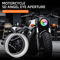 Couverture de phare de voiture/moto ronde à LED RGB super lumineuse de 3 pouces et 15 pouces, effet diamant 5D, avec contrôle par application, pour feux de jour (DRL)