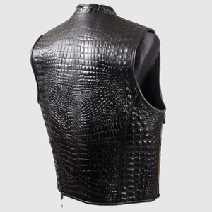 Fabricants et fournisseurs de gilets en cuir pour hommes, gilets en cuir pour moto, gilets en cuir tendance, fabriqués au Pakistan - Product Image 6