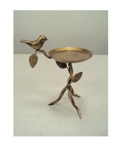 Iron <b>Bird</b> Pillar Candle Holder Distressed Iron Candle <b>Stand</b> <b>Bird</b> on Branch Pillar Candle Holder - Product Image 1