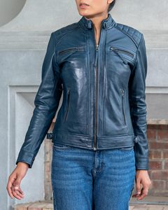 Veste en cuir véritable pour femme, nouvelle collection hiver, coupe-vent, satinée, avec doublure en nylon respirante, écologique, prix d'usine - Product Image 5