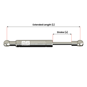 Ressort à gaz MotionStruts IL14BJ-200-526-150N en acier inoxydable AISI 316L, 27mm-14mm, 376mm (14.80in), 100N-2500N, pour trappe de bateau, yacht et marine - Product Image 3