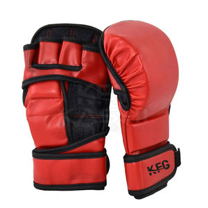 Heavy Duty Kick Boxing MMA Leather Gloves with Adjustable Wrist Strap & Moisture Wicking for <b>Repeated</b> Exercise and Conditioning - Product Image 3