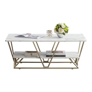 Nouveau métal décoratif doré moderne cadre de luxe table Console en acier Table basse en verre trempé élégant pour l'utilisation de la décoration intérieure - Product Image 6