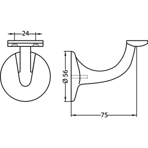 HERMETA 3508 Aluminum Handrail <b>Bracket</b> Plastic-Coated <b>Black</b> 56 mm Wall Plate Diameter Straight Support - Product Image 3