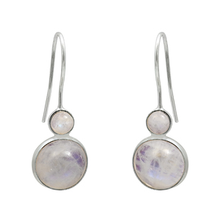Pendientes colgantes de estilo clásico de Plata de Ley 925 con piedra lunar arcoíris Natural para mujer y niña, joyería hecha a mano para fiesta de cumpleaños - Product Image 1