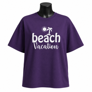 Camiseta Morada Extra Grande Personalizada para Mujer, Camiseta Informal de Manga Corta de Algodón al por Mayor - Product Image 1