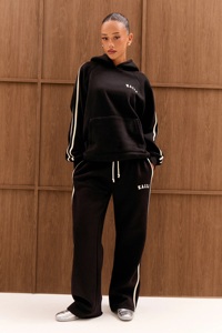 FULUX SPORTS Survêtement long 2 pièces pour femme, hiver, uni, brodé, surdimensionné, noir & pour - Product Image 2