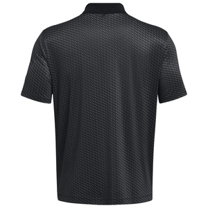Transpirable que absorbe la humedad 100% poliéster Ajuste estándar relajado con tapeta de 2 botones Black Performance Mens Golf Polo Shirt - Product Image 6