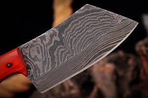 Cuchillo desollador de acero damasco hecho a mano personalizado con mango de madera y hermosa Funda de cuero - Product Image 5