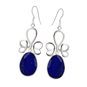 Lapis Lazuli Oval Gemstone Handmade Dangle <b>Earrings</b> 925 <b>Sterling</b> <b>Silver</b> Jewelry Fashionable <b>Earring</b> For Wedding Anniversary. - Product Image 3