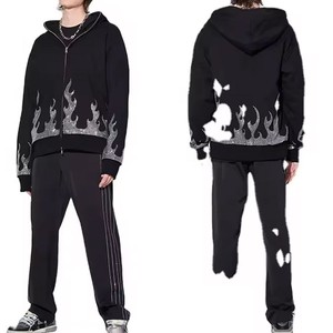 Sweat à capuche imprimé bouffant 3d avec logo personnalisé du service OEM Vente en gros Sweats à capuche unisexe avec strass et fermeture éclair sur le visage personnalisé - Product Image 5