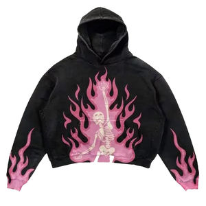 Personalizable 100% algodón hombres francés Terry pulóver con capucha Casual invierno Oversize Puff impresión pantalla bordado liso teñido - Product Image 4