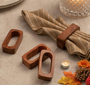 Dernier modèle d'anneau de serviette en bois d'acacia, artisanal, moderne, luxueux, écologique et personnalisable, pour la maison, l'hôtel, le restaurant, les mariages et les fêtes - Product Image 1