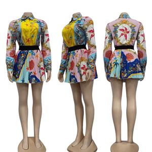 Nouveautés : Ensemble 2 pièces de qualité supérieure, élégant, pour femmes, tenue de bureau, jupe et veste, imprimé rose, patchwork - Product Image 1