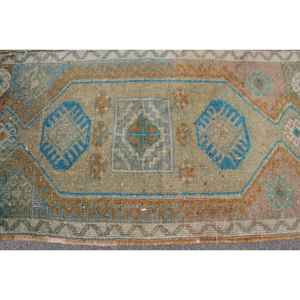 Alfombra Vintage de 1.7x3.2 pies, Alfombra Turca, Alfombra Oriental Azul de Lana - Product Image 3