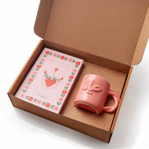 Chourouk <b>Rose</b> <b>Gift</b> Set-Handmade Ceramic Mug & Hardcover Diary Hayet (vie) Motif Made Tunisia by KALYS & Bakoo - Product Image 3