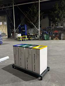 Cubo de basura a prueba de lluvia cero cubos de almacenamiento de reciclaje de Metal superior abierto 4 cubos de basura sin tapa o ruedas - Product Image 4