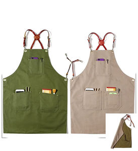 Factory Wholesale Thickened Canvas Bib Waterproof Work <b>Apron</b> for <b>Gardening</b> Foreign Trade Coffee Cross-Border Use-for Cleaning - Product Image 2