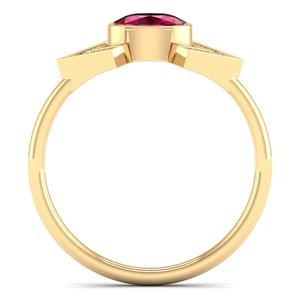 Anillo de Plata de Ley 925 con Diseño Único REYES, Gema de Rubí de Corte Ovalado de 0.5 Quilates, Hecho a Mano, Chapado en Oro Amarillo de 14K y Rodio - Product Image 4