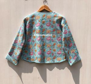 Vestes matelassées florales faites à la main en coton, style bohème, pour l'automne et l'hiver, veste manteau streetwear, veste matelassée réversible bohème - Product Image 3