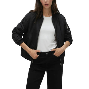 Chaqueta Bomber de satén ligera de estilo vintage, cortavientos para mujer, chaqueta universitaria de satén de tamaño ajustable transpirable - Product Image 1