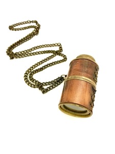 กล้องโทรทรรศน์ทองเหลืองซูม6นิ้วแนววินเทจพร้อมสายโซ่หนังสลักลายนูนสไตล์ทะเลกระจกสอดแนมกลางแจ้งในสไตล์โบราณสำหรับตกแต่งของขวัญ - Product Image 3