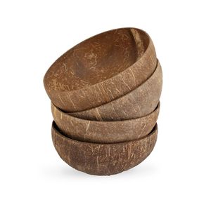 Juego de cuencos de coco ecológicos veganos, cuchara de madera pulida, ensaladera de frutas naturales hechas a mano para bodas, otras ocasiones - Product Image 4