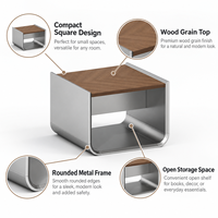 Table basse moderne avec étagère de rangement ouverte pour espace compact, table basse contemporaine 60x60 cm finition grise