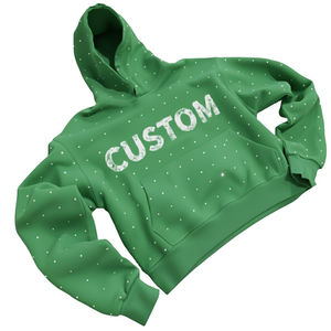 Sudadera con Capucha Holgada con Estampado de Logotipo Personalizado para Hombre, Sudadera con Capucha de Algodón Grueso Lavado al Ácido con Pedrería, Estilo Invernal - Product Image 4