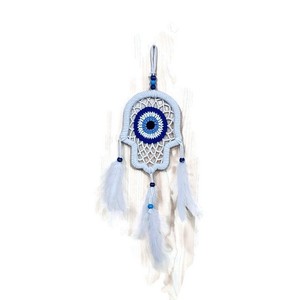 Wholesale Handcrafted Bohemian <b>Feathered</b> Evil Eye Dream Catcher Artisanal Ornament for Home Wall Decor - Product Image 1