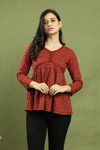 Ready Wear Western Modern Stylish Design Pure Cotton Short/Full Sleeve Short <b>Kurti</b> Top Women Special Occasion Wedding Bulk - Product Image 2