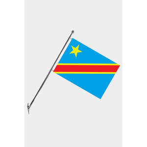 Ensemble de mât de drapeau télescopique mural pour la République démocratique du Congo avec graphiques imprimés numériquement - Product Image 1