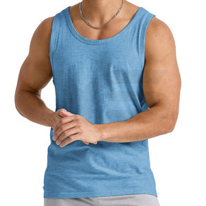 Direct de l'usine de haute qualité 100% coton Muscle Fit débardeur pour hommes Logo personnalisé respirant sans manches hauts d'entraînement pas cher - Product Image 1