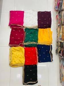 Chinon Embroidered Ethnic Dupatta Elegant <b>Scarf</b> Shawl with Intricate Embroidery - Product Image 2