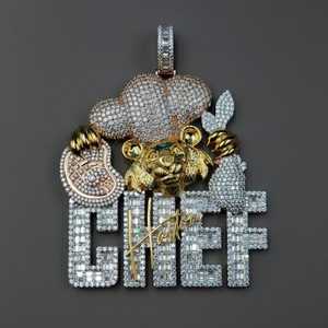 Colgante de Letra CHIEF con Incrustaciones de Moissanita, Chapado en Rodio/Oro sobre Plata 925, Estilo Hip-Hop Hatton, para Fiestas, Colgantes y Dijes - Product Image 2