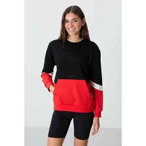 Tommylife Wholesale Crew Neck Oversize Women's <b>Sweatshirt</b> 97289 <b>Black</b> - <b>BLACK</b> - Product Image 1