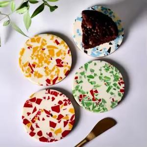 ชุดถาดรองแก้วทำจากเรซินหลากสีลายหินอ่อนสุดหรูที่รองแก้วเครื่องดื่มตกแต่งทนทานสำหรับรับประทานอาหารบาร์และโต๊ะน้ำชาจากอินเดีย - Product Image 4