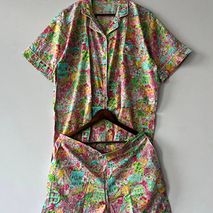 ชุดนอนผ้าทอแบบลำลองสำหรับผู้หญิงชุดนอนพิมพ์ลายสำหรับวันหยุดฤดูหนาวชุดสั้นผ้าคอตตอน100% เป็นมิตรต่อสิ่งแวดล้อม - Product Image 1