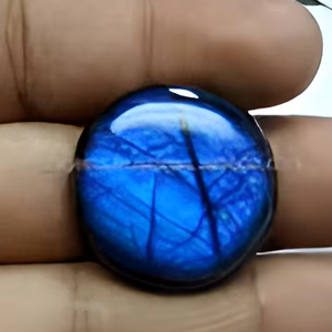 Piedra de cabujón suelta de labradorita azul brillante al por mayor, forma redonda Natural, piedra preciosa llamativa azul Welo para hacer joyas - Product Image 1