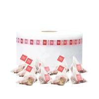 Sachet de thé jetable en maille de nylon avec logo personnalisé Sachets de thé triangulaires avec filtre roulant avec cordon de serrage et étiquette Sachets de thé personnalisés