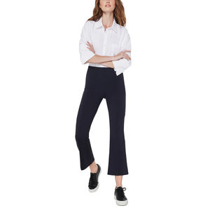 2025 personnalisable 100% coton pantalon évasé pour femmes taille haute motif droit Flare bas pantalon pantalon décontracté brodé - Product Image 1