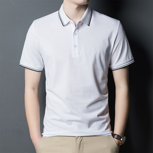 เสื้อเชิ้ตผู้ชายผ้าฝ้าย 100% แขนสั้น แห้งเร็ว แบบถัก ปักโลโก้ตามสั่ง แบรนด์ส่วนตัว สไตล์วินเทจ - Product Image 3