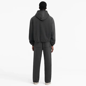 OEM Custom Men's 2-Piece Set Heavyweight 100% Cotton <b>Gym</b> Sportswear Zipper <b>Hoodie</b> with Winter Fleece Tracksuit Logo Customizable - Product Image 2